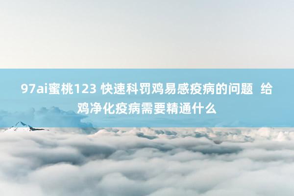 97ai蜜桃123 快速科罚鸡易感疫病的问题  给鸡净化疫病需要精通什么