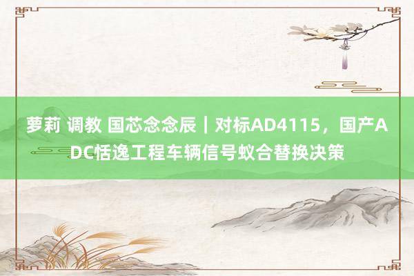 萝莉 调教 国芯念念辰｜对标AD4115，国产ADC恬逸工程车辆信号蚁合替换决策