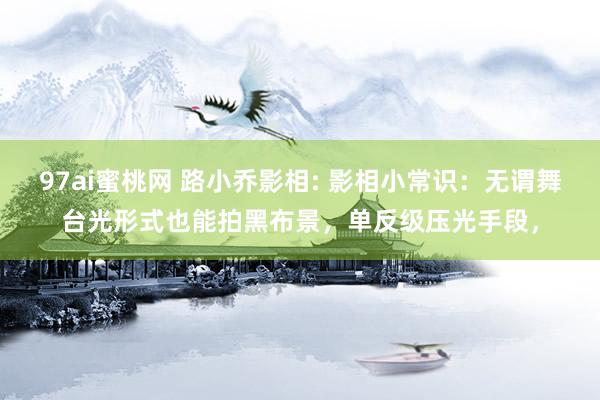 97ai蜜桃网 路小乔影相: 影相小常识：无谓舞台光形式也能拍黑布景，单反级压光手段，